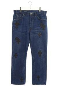 クロムハーツ U VNTG JEAN BLU/ORNG TAB サイズ:34インチ クロスパッチ付きウォッシュド517デニムパンツ 中古 SJ02