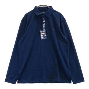 【新品】TOMMY HILFIGER GOLF トミー ヒルフィガーゴルフ 長袖ポロシャツ ロゴ 総柄 ネイビー系 LL [240101320904] ゴルフウェア メンズ