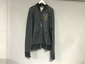 本物アバクロアンドフィッチAbercrombie&Fitchコットンデカビッグジップスウェット長袖トレーナーサーフアメカジメンズ紺ネイビーXL