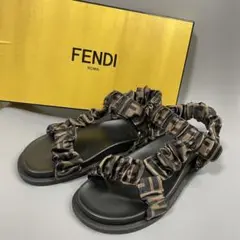 【美品】FENDI フェンディ フィール ブラウンサテン サンダル　37サイズ