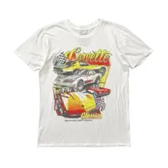 USA古着 Tシャツ シボレー コルベット クラシックカー プリント ホワイト