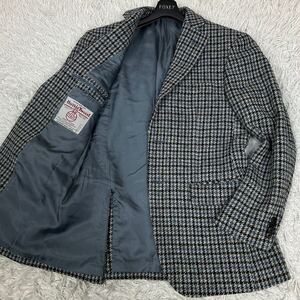 希少 L相当 【ハリスツイード 総柄】HARRIS TWEED テーラードジャケット シングル 千鳥格子 チェック カジュアル 2B スーツ ヴィンテージ