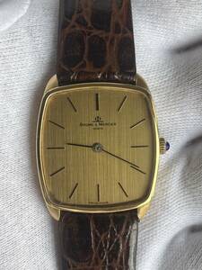 【M35】BAUME＆MERCIER GENEVE 18K 750 無垢 Cal.1050 17JEWELS 2針 メンズ腕時計 動作品