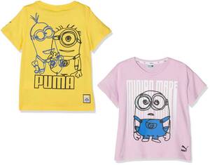 プーマ ミニオンズ コラボ キッズ 半袖Tシャツ 2枚セット 116 イエロー ピンク Minions 子供用 女の子 ジュニア