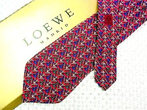 ♪35732C♪良品【錨 イカリ ロープ 柄】ロエベ【LOEWE】ネクタイ