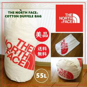 送料込 使用1回 美品★THE NORTH FACE コットン バッグ 55L★ノースフェイス/ NF93173603/ダッフル/ズタ袋/キャンプ/ランドリー/綿100％