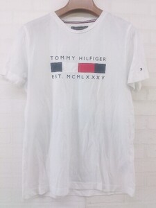 ◇ TOMMY HILFIGER トミーヒルフィガー ロゴ ボックス ストライプ 半袖 Tシャツ カットソー サイズ S ホワイト メンズ P