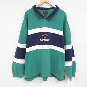 XL/古着 エディーバウアー Eddie Bauer 長袖 スウェット メンズ 00s SPORT マルチカラー 大きいサイズ 襟付き 緑 グリーン spe 24oct17 中