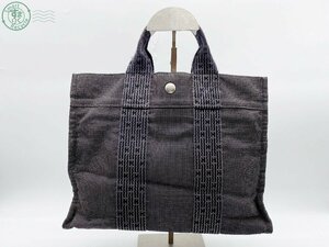 2406601851　□ HERMES エルメス エールラインPM トートバッグ キャンバス グレー系 シルバー金具 中古 レディース メンズ ユニセックス