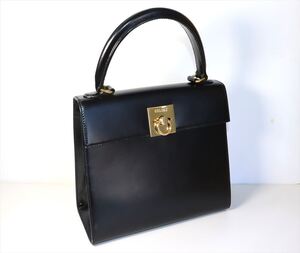 【真作】CELINE PARIS ハンドバッグ ガンチーニ金具 セリーヌ パリ 黒 ゴールド金具 A4408