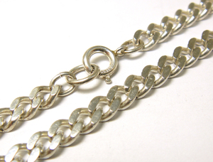 SP◆USED◆洗浄済STERLING SILVER 4mm 41cm 15.6g 喜平 2面カットチェーン 銀製