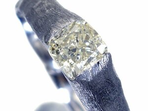 1円～【ジュエリー極】極上の輝き放つ！超特大1粒天然シャンパンイエローダイヤモンド1.007ct 超高級Pt900リング h6689gl【送料無料】