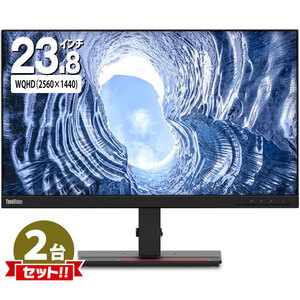 2台set Lenovo 23.8型 WQHD ディスプレイ ThinkVision T24h-20 61F0GAR1JP 2560x1440 IPS液晶モニタ DisplayPort HDMI USB Type-C HDCP対応