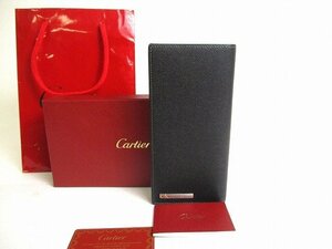 【未使用保管品】 カルティエ Cartier サントス ドゥ カルティエ グレインレザー 2つ折り 長財布 メンズ レディース