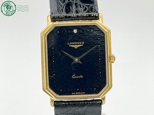 AL0707283　△ LONGINES ロンジン L978.2 2針 クォーツ QZ アナログ ストーン付 腕時計 ブラック文字盤 スクエア 腕時計 現状品