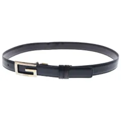 GUCCI (グッチ) Gロゴプレート バックル レザーベルト ブラック 036.0394.1393