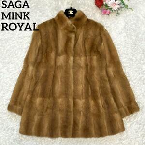 定価４０万円超!!!【最上級品・極美品】サガミンク ロイヤル SAGA MINK ROYAL 最高級本毛皮 デミパフミンクコート レディース パーティー