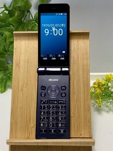 SIMフリー★ カメラレス携帯 ドコモ SH-02K ナノSIM対応★ 4G ガラホ カメラレス ★ブルーブラック★ 中古 A6087