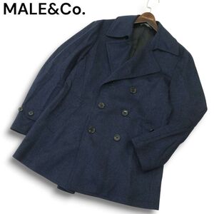 MALE&Co. タカキュー 秋冬 カシミヤ混 ウール★ チェック柄 Pコート Sz.S メンズ 紺　A4T13122_C#N