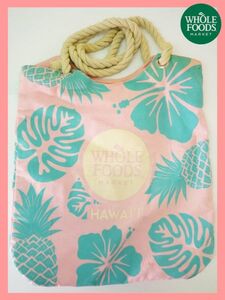 ホールフーズ マーケット Whole Foods Market ハワイ Hawaii 不織布 トートバッグ エコバッグ ピンク TAG ALOHA オーガニックコットン