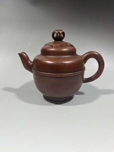 【聚寳齋*紫砂精彫 紫砂壺*玲瓏壺】茶壺 茶道具 中国古美術 時代物 容量：480cc