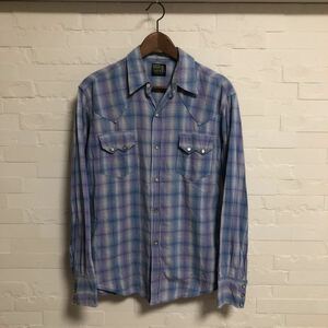 ドゥニーム　ウエスタンシャツ チェックシャツ 長袖シャツ DENIME パープル×ブルー