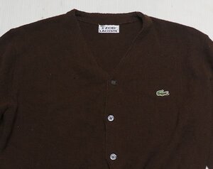 SE48ラコステLACOSTEアイゾットIZODアメリカ古着カーディガン70’S80’SビンテージXLビッグサイズ茶系ニット緑ワニ/オールド＆レトロ