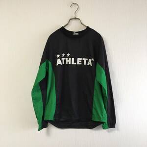 ATHLETA CAFE DO BRASIL アスレタ ナイロン ピステシャツ 長袖シャツ Ｓサイズ ブラック×グリーン サッカー フットサル