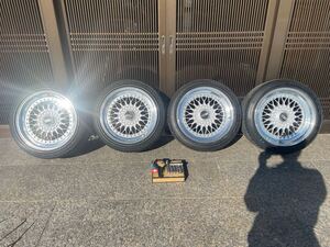 希少 当時物 BBS RS261 アルミ ホイール 17 インチ 9J +20 PCD 114.3 5H M12 1.25 ロック ナット BNR32 bcnr33 bnr34 GT-R