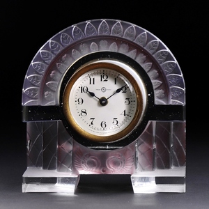【開】大正-昭和 戦前レトロ アールデコ・デザイン ガラスケース置時計 精工舎製ムーブメント・文字盤 G128