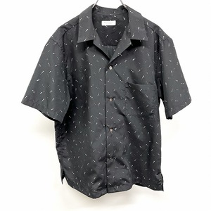 BEAUTY＆YOUTH UNITED ARROWS オープンカラーシャツ ルーズなドット系の柄 半袖 ポリ100% M ブラック×ホワイト×グリーン 黒 メンズ