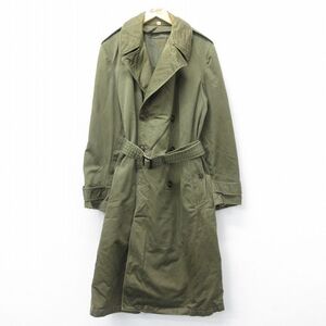 M/古着 長袖 ビンテージ ミリタリー オーバー コート メンズ 50s ロング丈 コットン 緑 グリーン 23dec27 中古 アウター