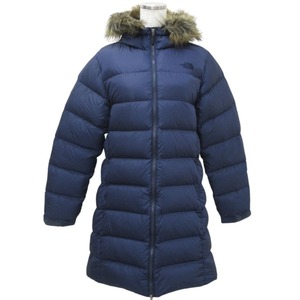 良品 THE NORTH FACE ザノースファイス NUPTSE LONG COAT ヌプシ ロング ダウンコート NDW91633 サイズL ネイビー