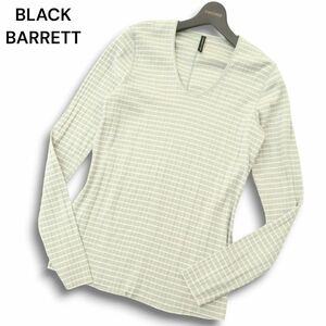 BLACK BARRETT ブラックバレット ニールバレット 長袖 ボーダー★ リブ カットソー ロンTシャツ Sz.3　メンズ 灰 日本製　A4T08856_8#F