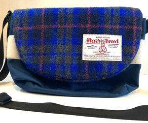 Harris Tweed★ショルダーバッグ★メッセンジャー★チェック★ツイード★ナイロン★コーデュラ★CORDURA★ハリスツイード★定価1万円★紺