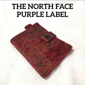 NORTH FACE PURPLE LABEL ノースフェイスパープルレーベル 花柄ベロア財布 ゴブラン ボタニカル フロッキー 二つ折り 小銭入れ 赤 レッド