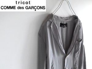 tricot COMME des GARCONS トリココムデギャルソン 2010SS ドット柄 キュプラ 2Bテーラードジャケット ブレザー M グレー コムコム 春夏秋