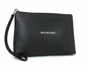 1円 ■美品■ BALENCIAGA バレンシアガ エブリデイ レザー クラッチバッグ セカンドバッグ レディース メンズ ブラック系 FA9826