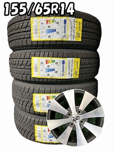 2022年製 155/65R14 75T Austone SP-901 新品 スタッドレス/中古 スズキ 純正 アルミホイール 4本【組み付け無料バランス込み】