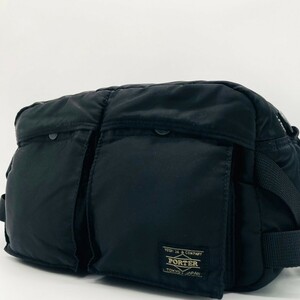 1円●極美品●PORTER ポーター　ショルダーバッグ　ウエストバッグ　ボディバッグ　タンカー 2way ブラック 黒 メンズ