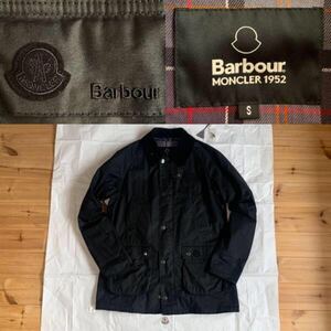 国内定価 312,400円 MONCLER GENIUS BARBOUR WAXED JACKET S BLACK モンクレール バブアー ビデイル ブラック オイルド ジャケット ダウン