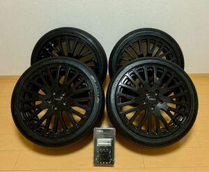 値下！CROWN220系 TOYOTA オプションホイール TRD 19インチ 8J+40 114.3 5H 4本セット ブラックDUNLOP 22年製 タイヤホイールセット バリ溝