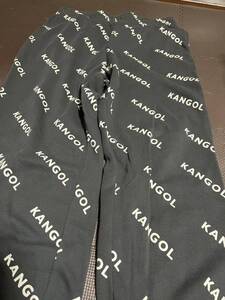 KANGOLスウェット黒、全体ロゴ白ウォーマーストレッチパンツ　サイズL