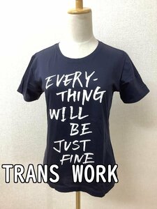 TRANS WORK トランスワーク 濃紺Tシャツ 白ロゴ サイズ38