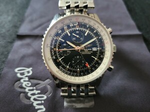 落札者都合によるキャンセルのため再出品 BREITLING NAVITIMER WORLD ブライトリング ナビタイマー ワールド 2023年10月 OH後未使用シール