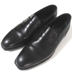 美品 CROCKETT＆JONES クロケット&ジョーンズ ハンドグレード ALKA別注 英国製 レザー コインローファー 5Eサイズ 23.5～24cm相当 ブラック