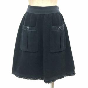 シャネル　CHANEL　スカート　34サイズ　ブラック　黒　ココマーク　aq9422