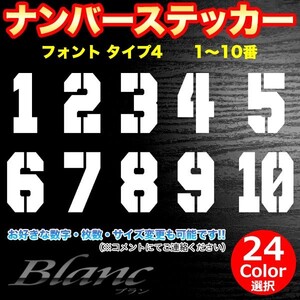 ★ヘルメット ナンバー タイプ4　1～10番 ステッカー 番号 数字 野球 ベースボール ソフトボール アイスホッケー スポーツ ゼッケン