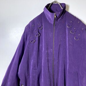 【レア】90s レディース レトロ ブルゾン ジャケット JACKET ジャンバー パープル 紫 バブリー 匿名配送