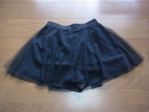 NICE CLAUP ナイスクラップ ショートパンツ キュロット チュールレイス付 ブラック USED